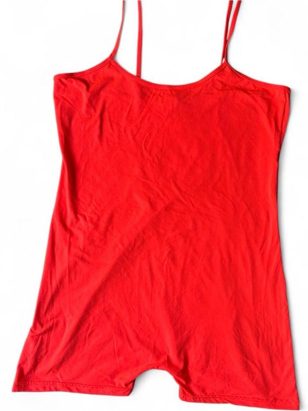 Womenโs Neon Orange AQ-Sport Romper Spaghetti Strap